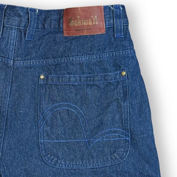 Sakima A Jeans Mens Blue Dark Wash Wide Leg Straight Size 40/30 ALTERED - Picture 3 of 6